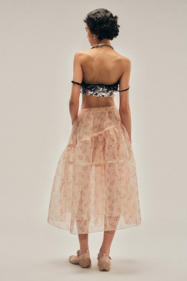 Simone Rocha Sheer Overlay Long Flounce Skirt