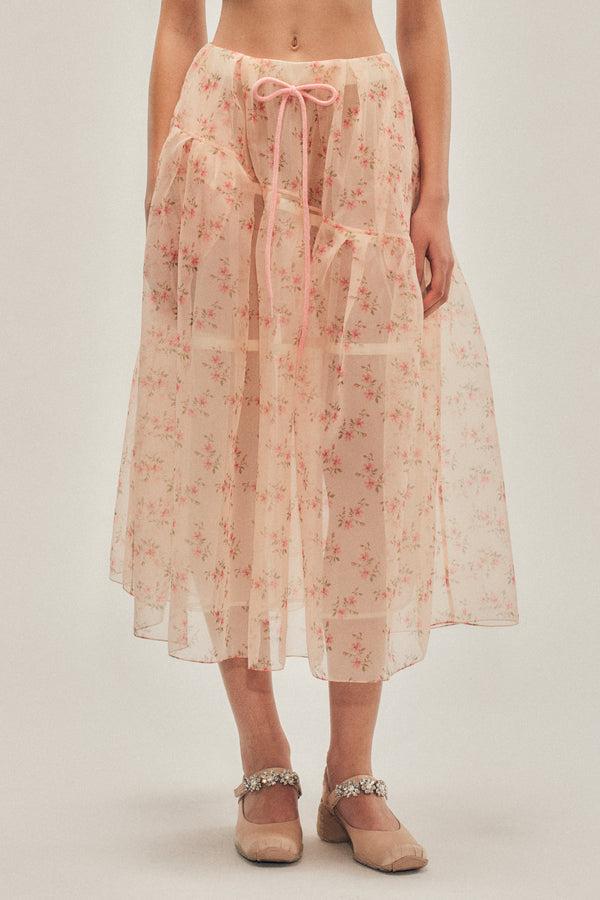 Simone Rocha Sheer Overlay Long Flounce Skirt