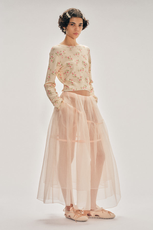 Simone Rocha Sheer Overlay Long Flounce Skirt