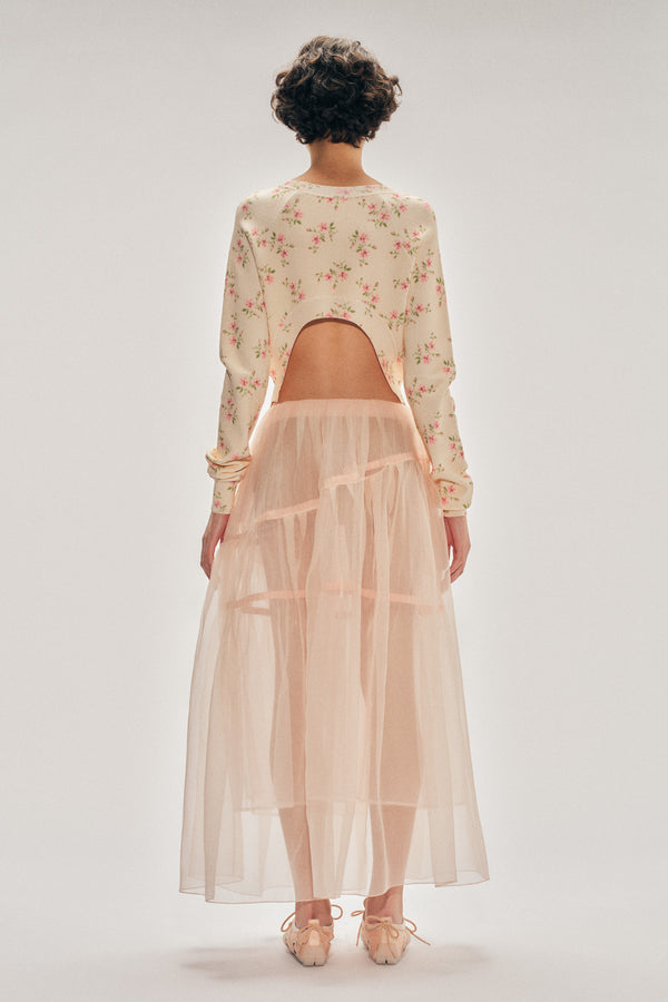 Simone Rocha Sheer Overlay Long Flounce Skirt
