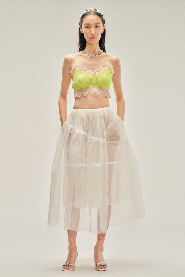 Simone Rocha Sheer Overlay Long Flounce Skirt