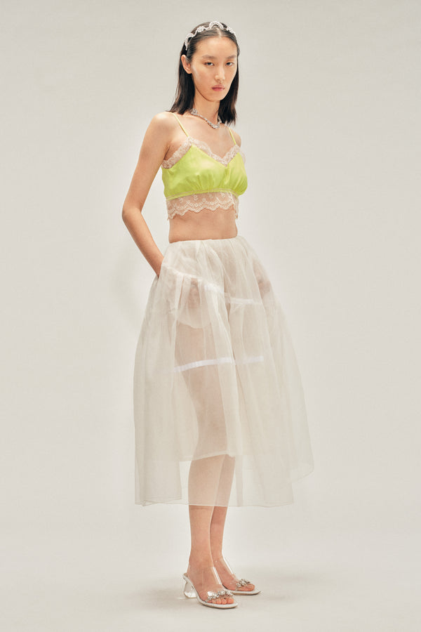 Simone Rocha Sheer Overlay Long Flounce Skirt