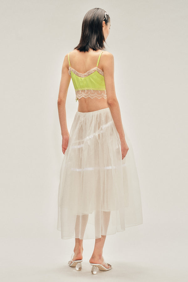 Simone Rocha Sheer Overlay Long Flounce Skirt