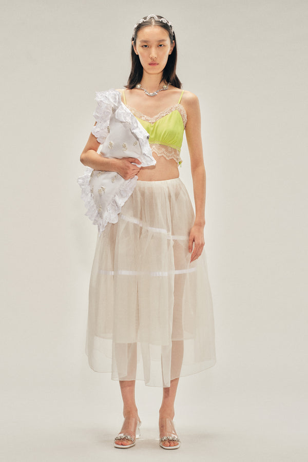 simone rocha Sheer Overlay Long Flounce Skirt