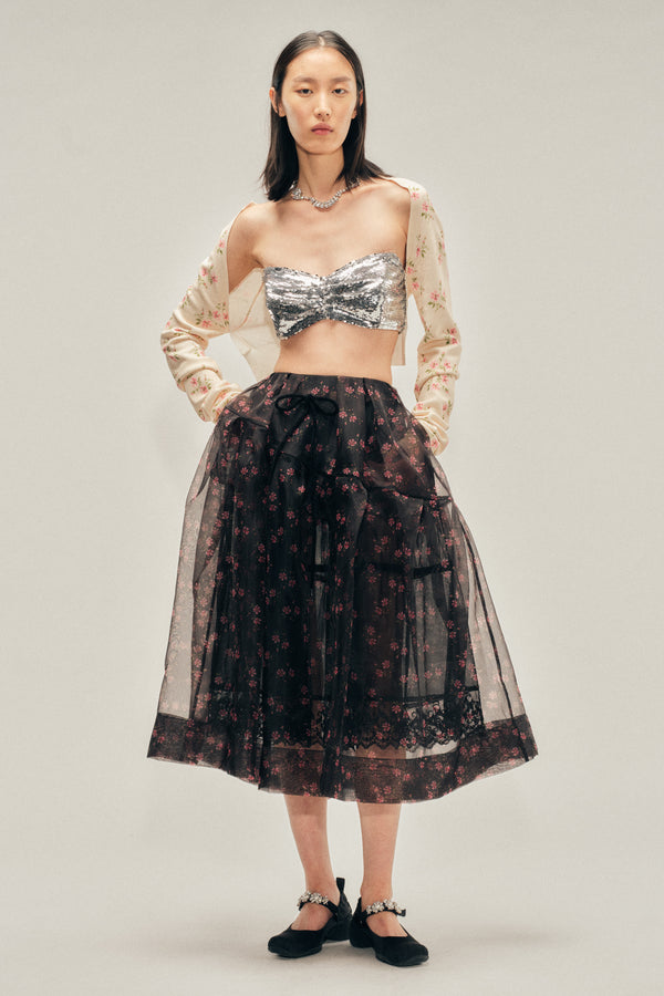 Simone Rocha Sheer Overlay Long Flounce Skirt