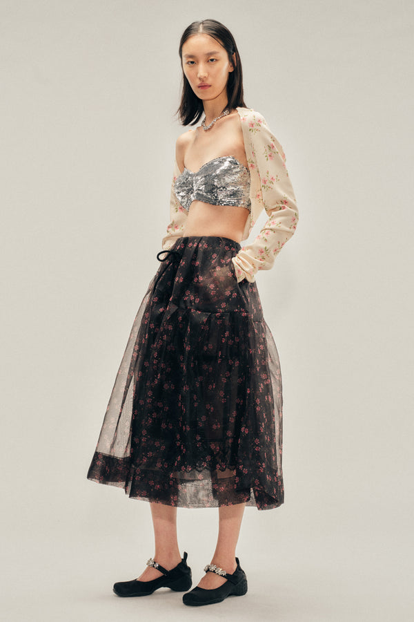 Simone Rocha Sheer Overlay Long Flounce Skirt