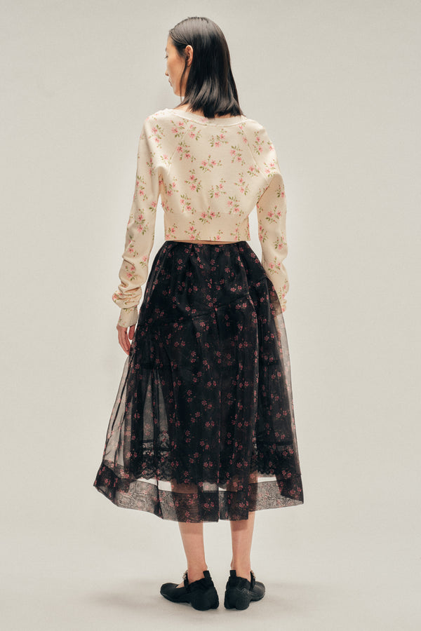 Simone Rocha Sheer Overlay Long Flounce Skirt