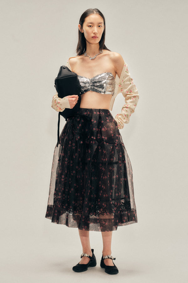 simone rocha Sheer Overlay Long Flounce Skirt