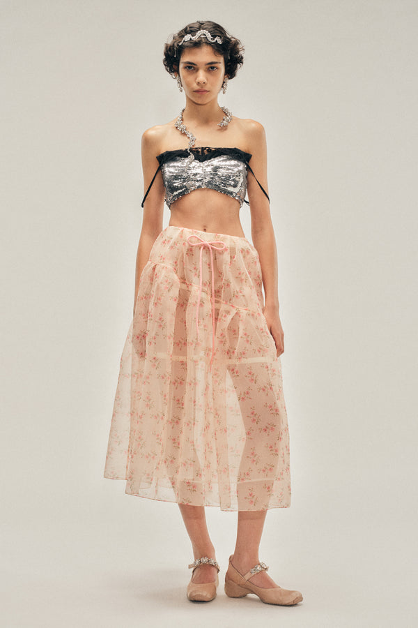 simone rocha Sheer Overlay Long Flounce Skirt