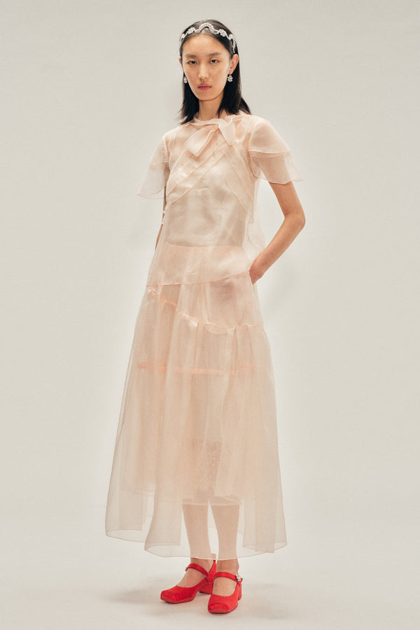 Simone Rocha Sheer Petal Bow Sash Top