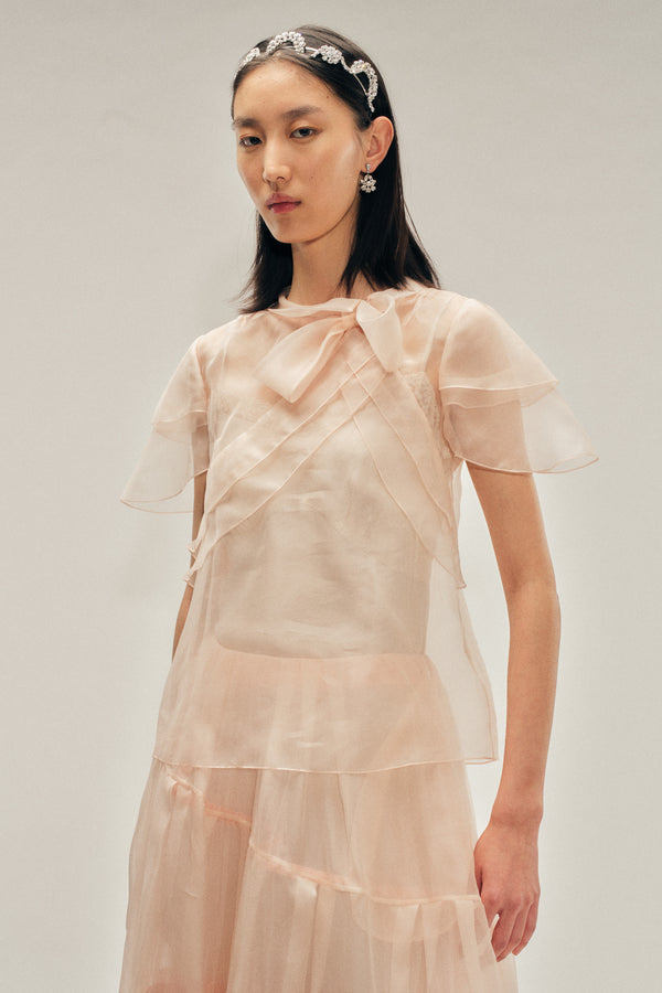Simone Rocha Sheer Petal Bow Sash Top