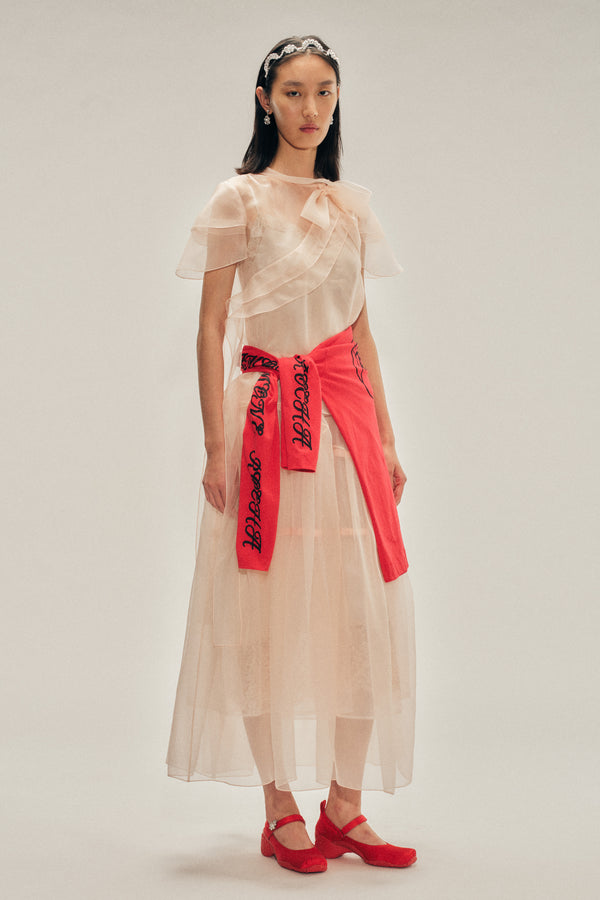 simone rocha Sheer Petal Bow Sash Top