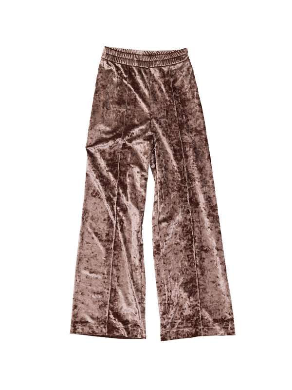 simone wild Crushed Velvet Top Stitched Pants Praline