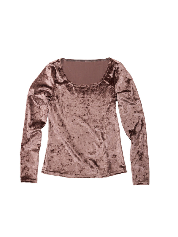 Simone Wild Crushed Velvet Basic LS Shirt Praline