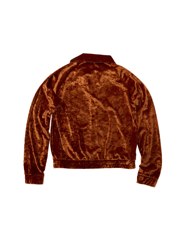 Simone Wild Crushed Velvet Blouson Jacket Rust