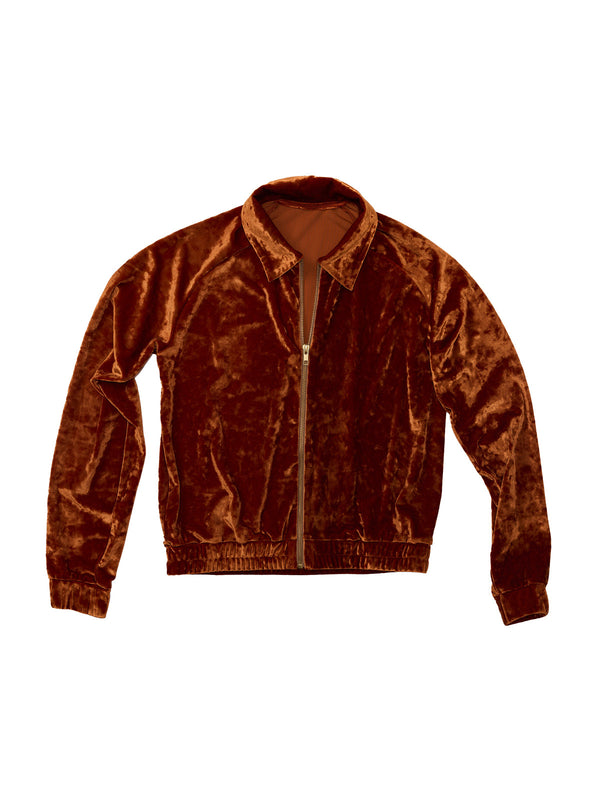 simone wild Crushed Velvet Blouson Jacket Rust
