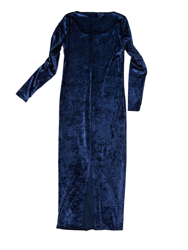 Simone Wild Crushed Velvet Long Dress Navy