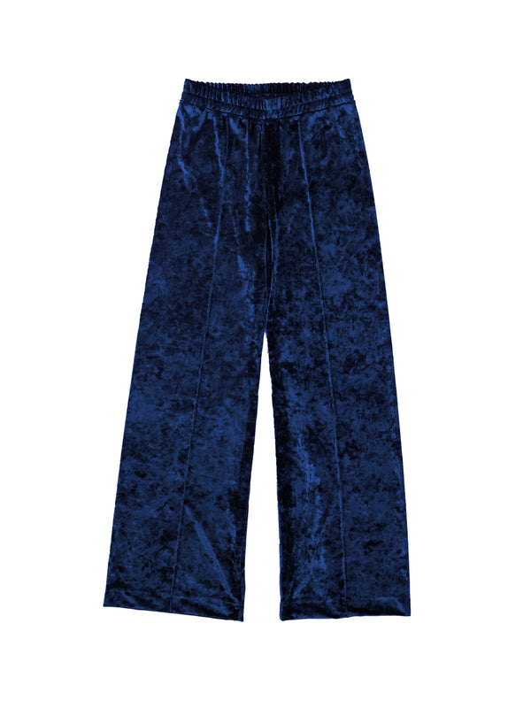 simone wild Crushed Velvet Top Stitched Pants Navy