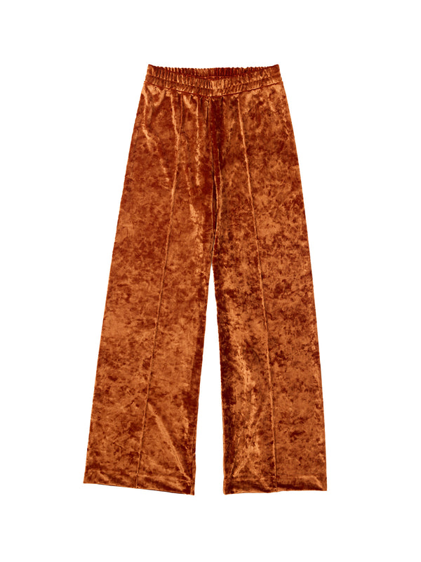 simone wild Crushed Velvet Top Stitched Pants Rust