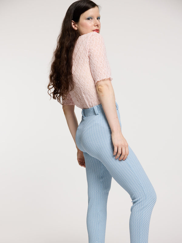 Simone Wild Gingham Plit Pants Lake