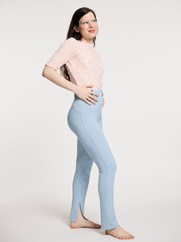 Simone Wild Gingham Plit Pants Lake