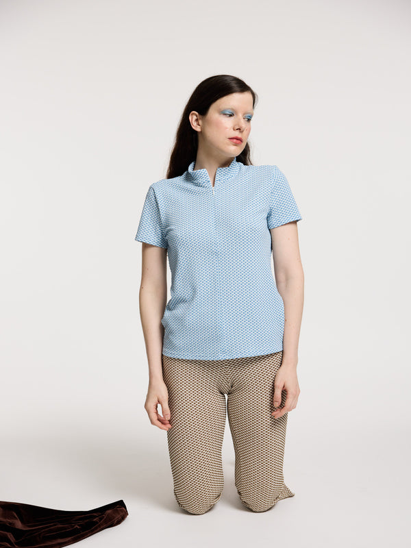 Simone Wild Gingham Tezip Tee Lake