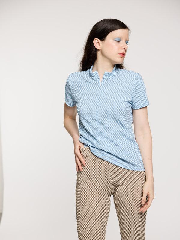 Simone Wild Gingham Tezip Tee Lake