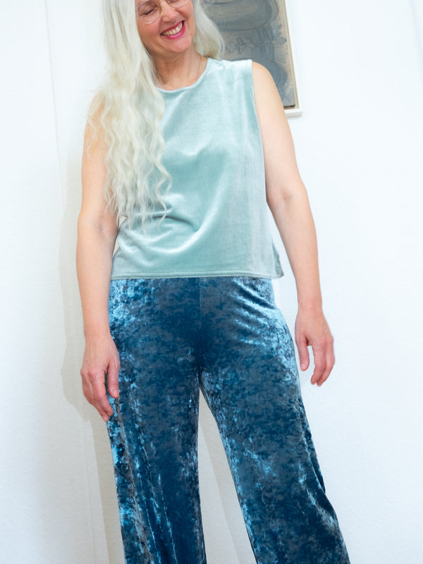 Simone Wild Hammered Velvet Cozy Pants Jade