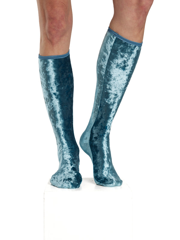 simone wild Hammered Velvet Knee Socks jade