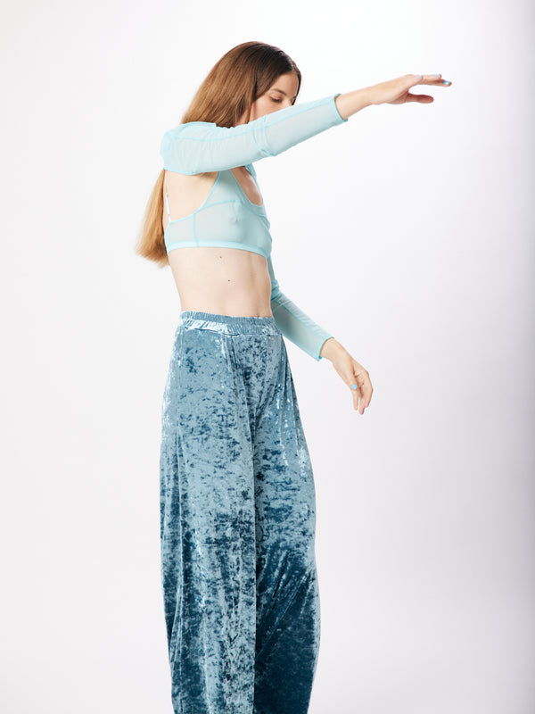 Simone Wild Hammered Velvet Pocket Pants Jade