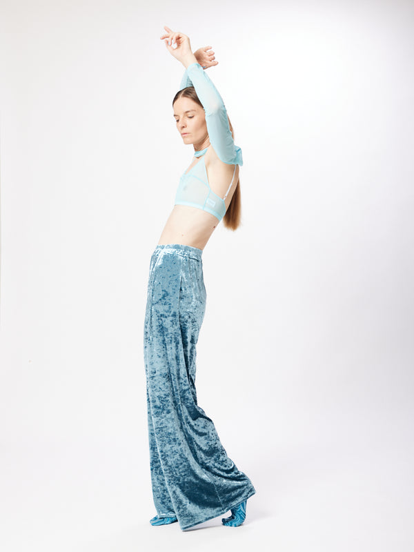 Simone Wild Hammered Velvet Pocket Pants Jade