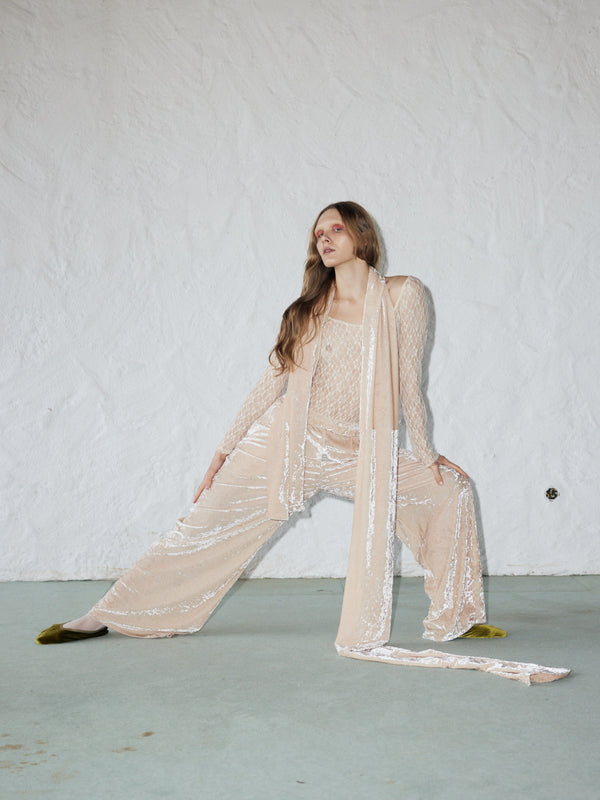 Simone Wild Hammered Velvet Pocket Pants Pearl