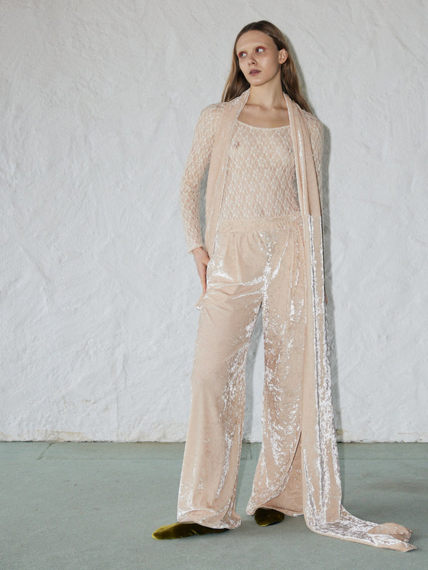 simone wild Hammered Velvet Pocket Pants Pearl