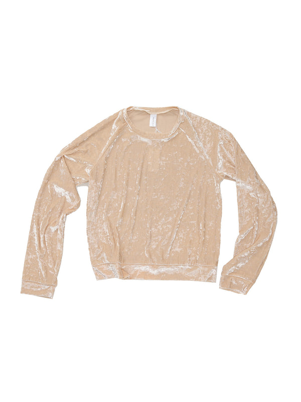 simone wild Hammered Velvet Raglan Sweater Pearl