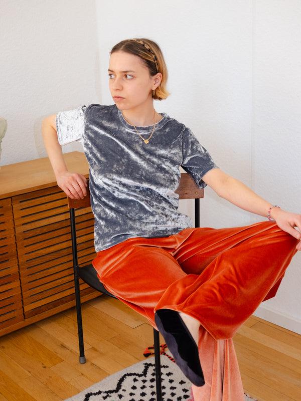 Simone Wild Hammered Velvet T-Shirt Silver