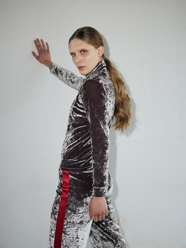 Simone Wild Hammered Velvet Zip Jacket Rosewood