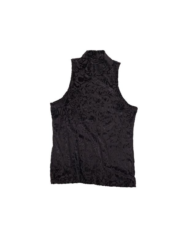 simone wild High Neck Top Rose Devore Black