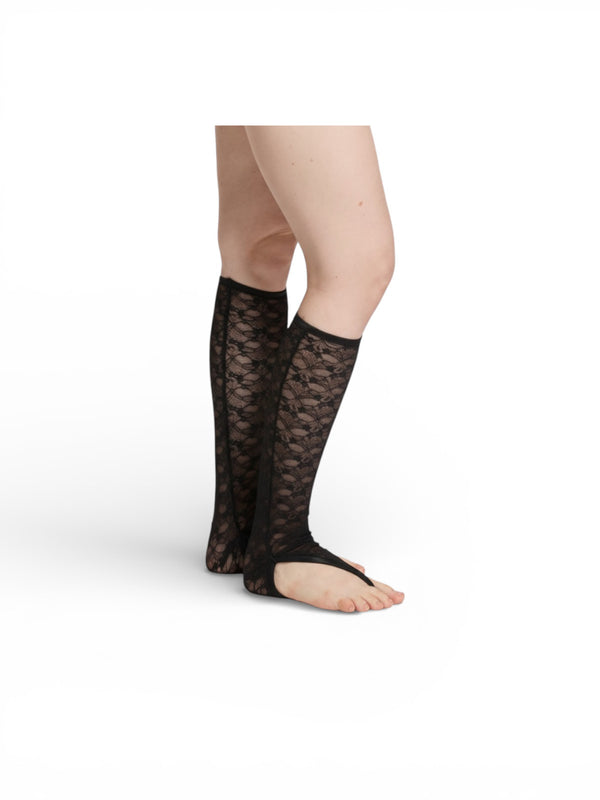 Simone Wild Lace Thong Socks Black