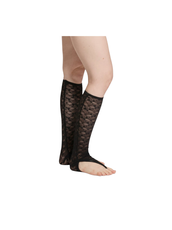 simone wild Lace Thong Socks black