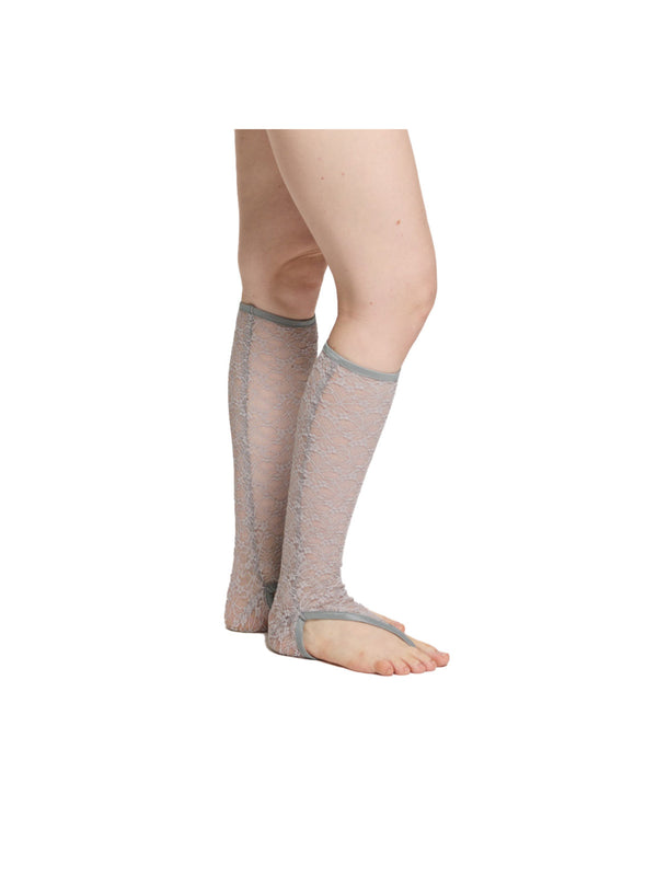 simone wild Lace Thong Socks grey
