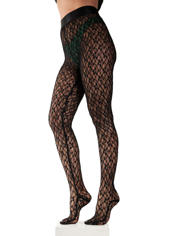Simone Wild Lace Tights Black