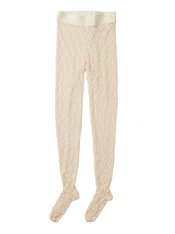 Simone Wild Lace Tights Ivory