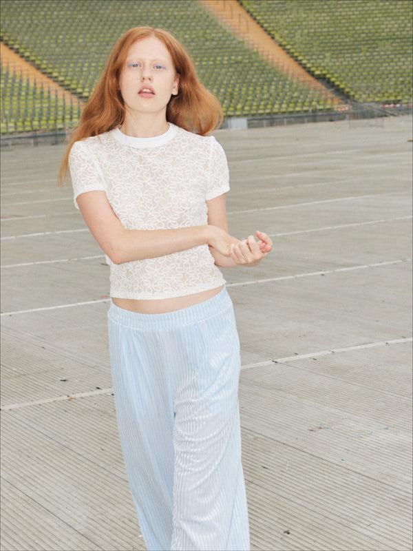 simone wild Lace Tiny Tee white