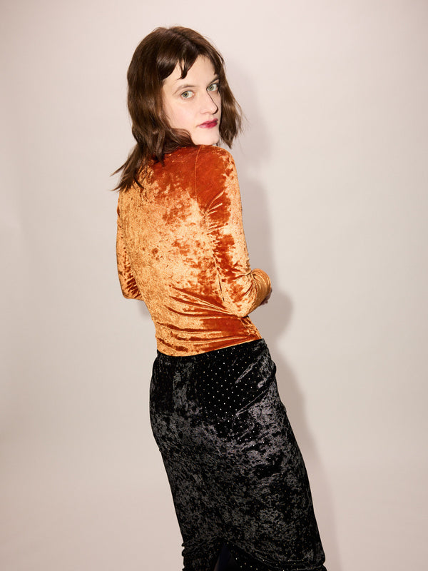 Simone Wild Low Waist Skirt Stud Velvet Black