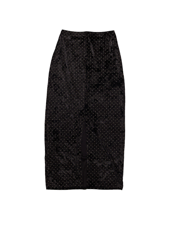 Simone Wild Low Waist Skirt Stud Velvet Black