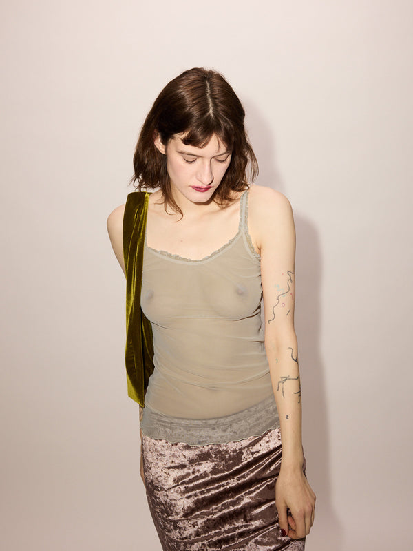 Simone Wild Mesh Cami Top Mud