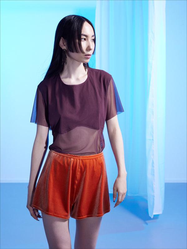 simone wild Mesh Conture Tee Mahagoni