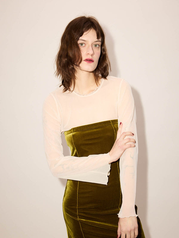 Simone Wild Mesh Frill LS Silk