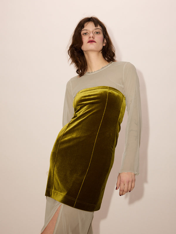 Simone Wild Mesh Slip Skirt Mud