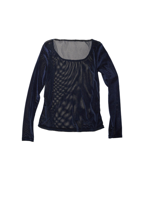 simone wild Mesh Velvet Basic LS Shirt Marine